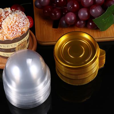 100 Pcs Lining Paper Cup Travel Food Tray Round Cake Gift Boxes with Lids Dome Cupcake
