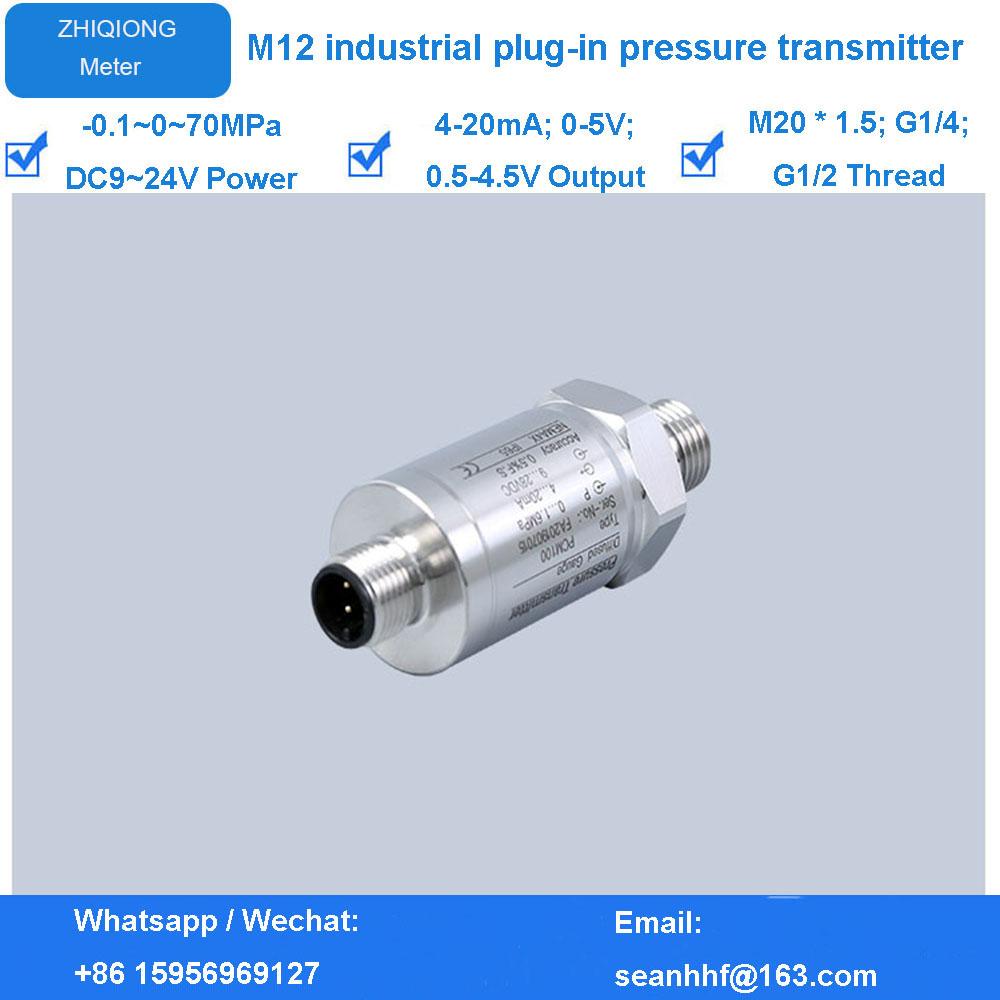 Water Pressure Sensor M20*1.5 8-30V 4-20mA M12 0-600bar Pressure Transmitters for Hydraulic Mobile Application