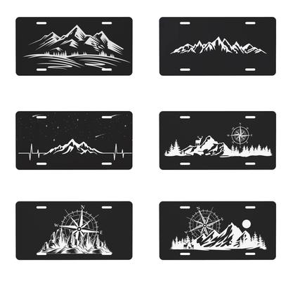 Novità Cervo sulle Montagne Targa Decorativa in Metallo Bussola Camper Tag Vanity in Alluminio per Auto Anteriore 15x30 cm