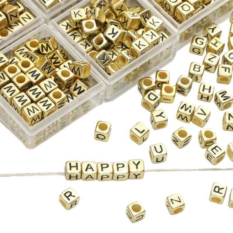 50 pz 6mm Cubo Quadrato Acrilico Fai da Te Perline Lettere Alfabeto A-Z Lettere Inglesi Per Braccialetto Collana Gioielli