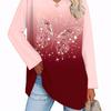 2025 Fashion Women's Basic V-Neck Long Sleeve,Butterfly Printed Polyester Relaxed Fit Tees Shirt,Spring Fall Casual Comfort Tops