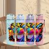 1PC Color Splash Basketball Sport Print 750ml Color Plastic Sports Water Bottle Leakproof Flip Straw Lid Suitable for Sports Office Home Use