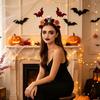 Decorative Cloth Headbands for Events Halloween Flower Skeleton Bat Headband, Gothic Floral Skull Hair Bands, Spooky Stylish Bands Accessory,