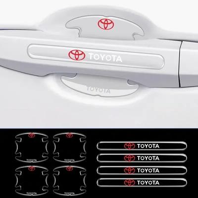 8PCS Car Transparent Anti-Collision Strip Door Handle Bowl Protector Sticker Film for Corolla Camry CHR Yaris Hilux Rav4