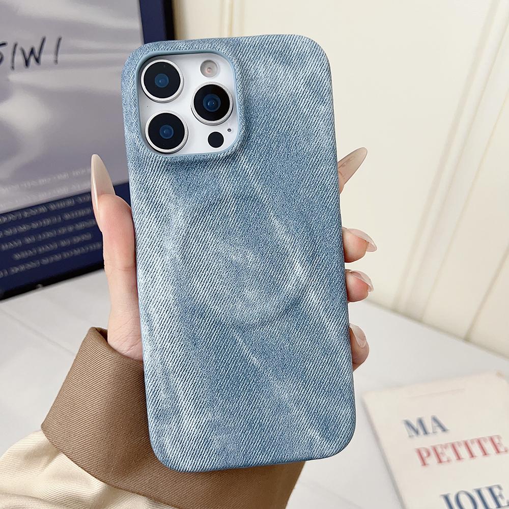 

Denim Textured Magnetic Phone Case for iPhone 12 13 14 15 16 17 Pro Max Air 16pro Charging Ultra Thin For MagSafe Cover iPhone Air