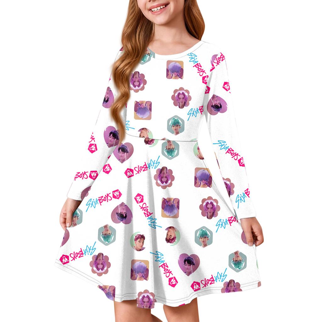 Girls' Princess Dress - Long Sleeve A-Line T-Shirt Dress