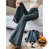 Women's Nostalgic Patchwork Velvet Bell Bottom Jeans - Winter 2025 Collection