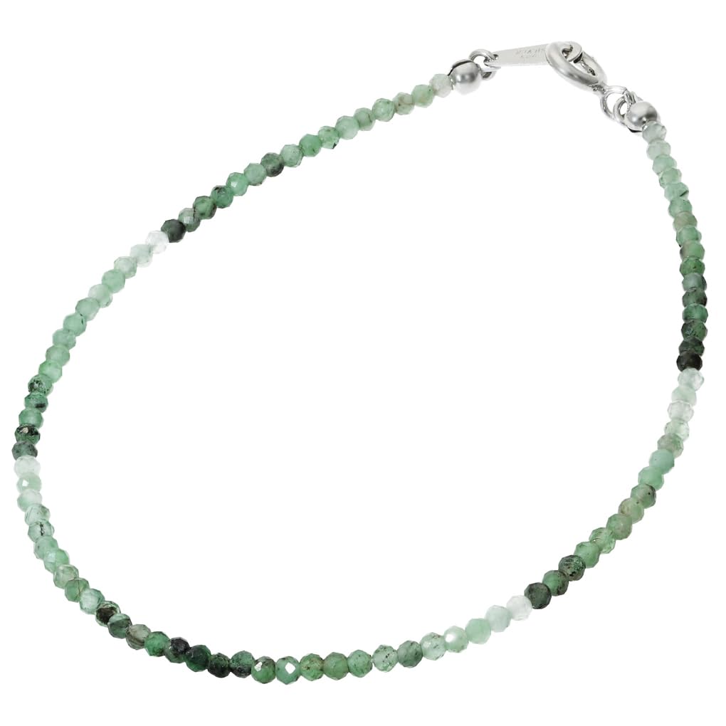 [Shinjuku Gin No Kura] Natural Emerald Cut Wire Bracelet, 2mm, 19.5cm, May Birthstone, Natural Stone, Men's, Green, Slim Fit