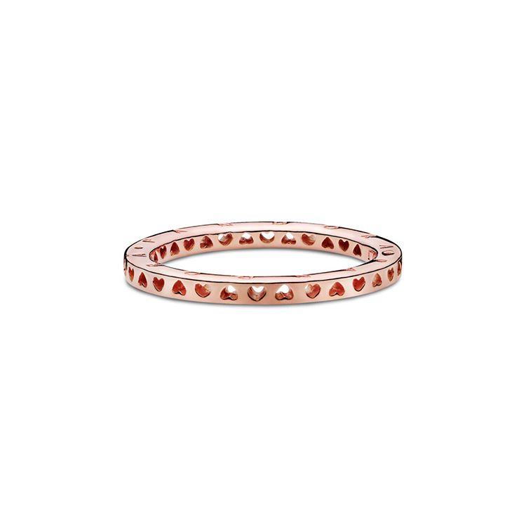 Pandora Logo Heart Ring Women ring Rose-Gold 187133 Box,50