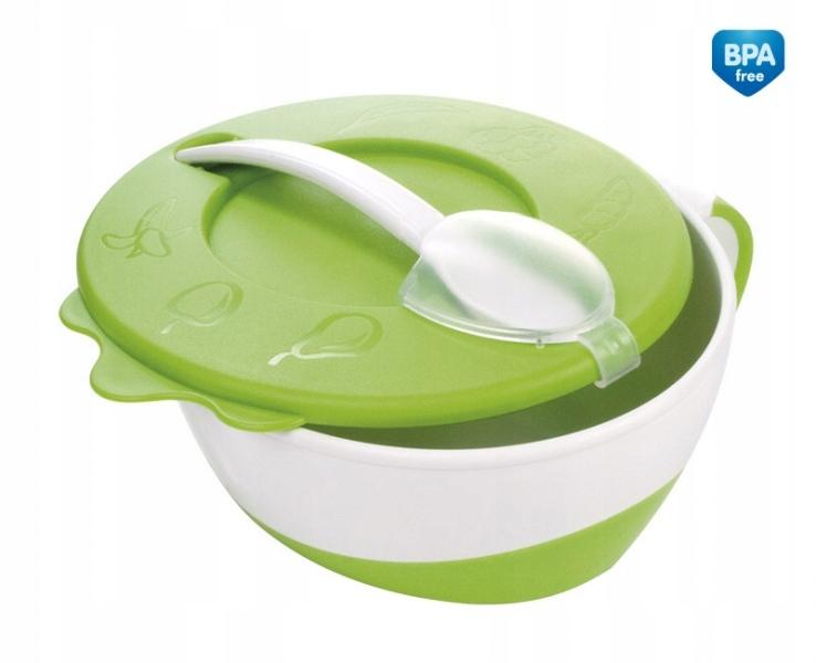 Canpol Babies Bowl With Lid And Spoon, Green Cow, 1 Pc