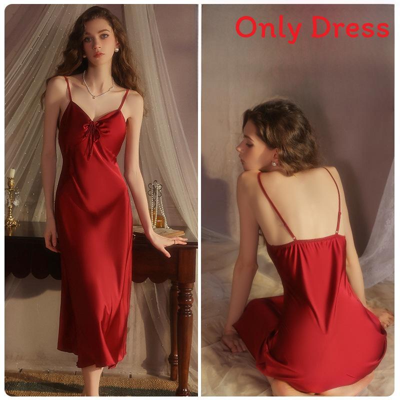 Camisola de Cetim Para Mulheres Com Decote em V Profundo e Acolchoamento no Peito Para Conforto no Pijama de Casa