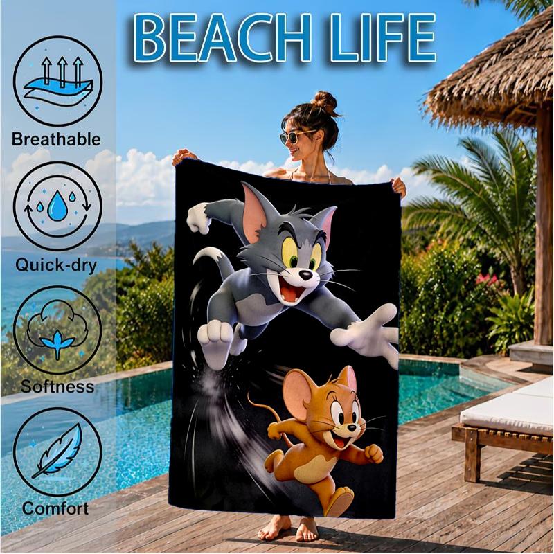Tom Adventure Beach Towel, Super Soft Microfiber, Perfect Gift for Her/Him, Birthday, for Pool, Beach, Travel, Decor Beach Party