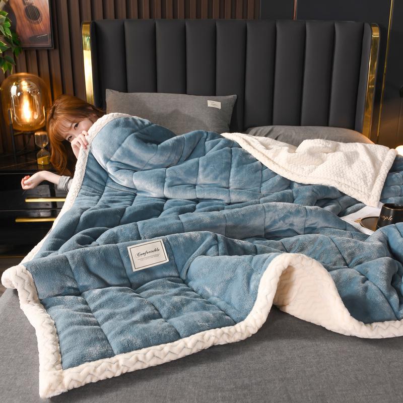 Thickened Three-Layer Milk Velvet Baby Blanket, Machine Washable Fleece Gift Cover