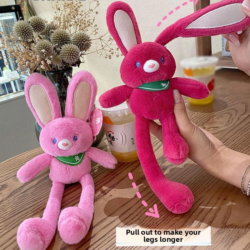 Pull Strawberry Ears Rabbit Keychain Animal Plush Doll Pendant Creative Gift