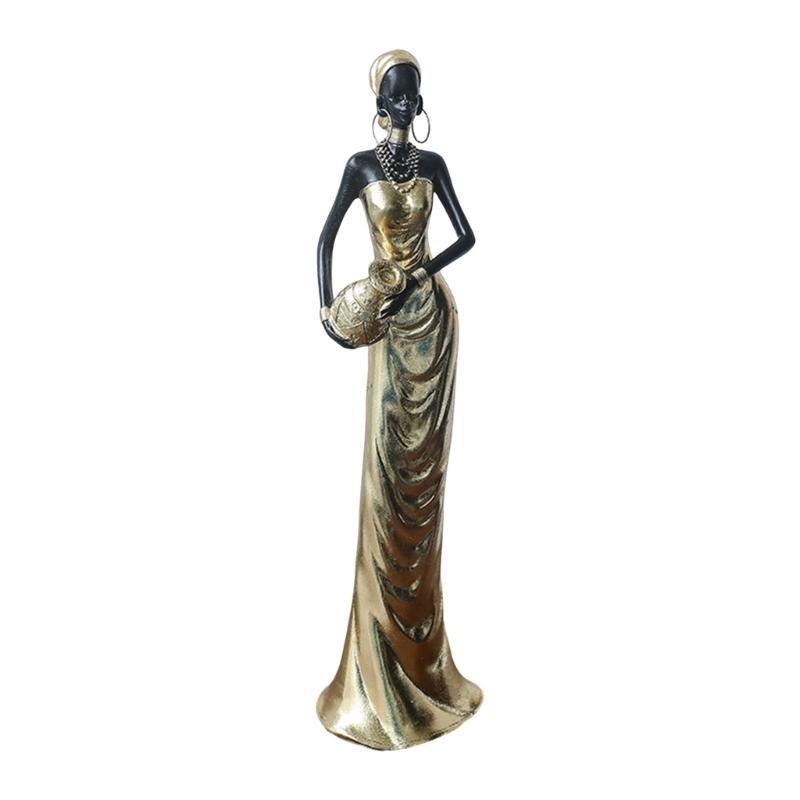 652F Resins Statue African Black Woman Figurines for Enhancing Artistic Ambiances Home