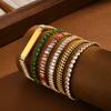 Stylish And Gorgeous Ladies Stainless Steel White Green Zircon Bracelet With Personality 1222