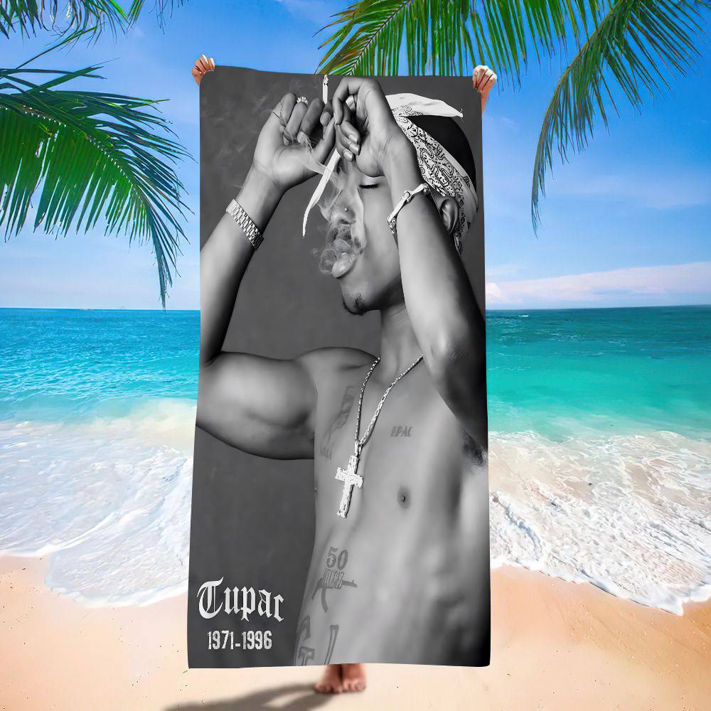 Asciugamano da Spiaggia Tupac Shakur Asciugamani da Bagno Colorati per Ragazza Microfibra Asciugatura Rapida Senza Sabbia Personalizzabile Spiaggia Yoga Spa Palestra Piscina