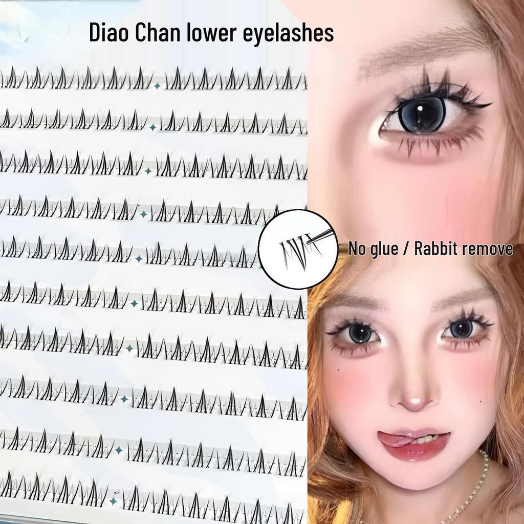 Cartoon Style Diao Chan Lower Lashes: Realistic, Natural False Eyelashes with Single Clusters for On-Camera Looks and Easy Application.