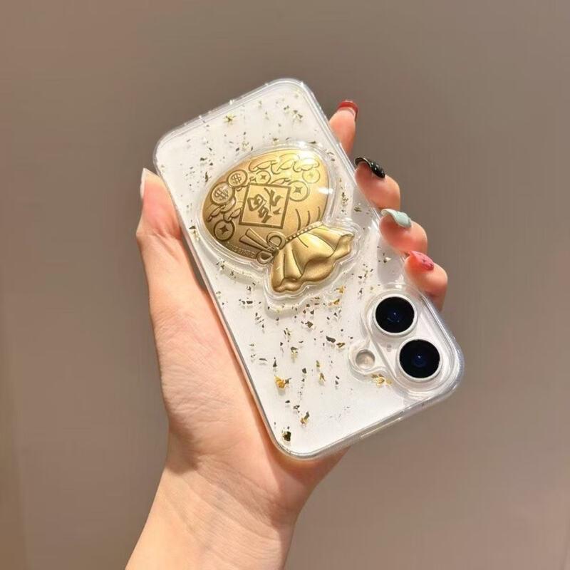 Langling Gold Foil Lucky Bag Transparent Anti-Fall iPhone Case