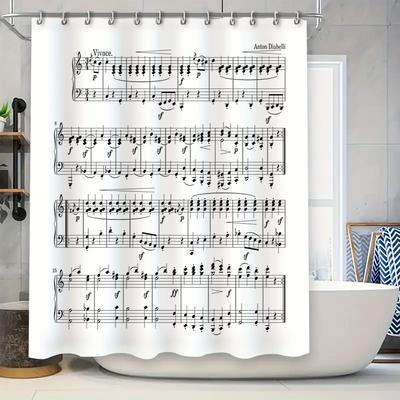Cortina de Ducha Musical Decoración de Partituras Vintage Cortina de Baño Impermeable Telón de Fondo de Regalo para Músicos Clásicos
