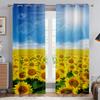 Vintage Ölgemälde Sonnenblume Blumendruck Vorhang, Fensterdekoration, Stangentasche, Schlafzimmer, Wohnzimmer, Küche 2 Stück