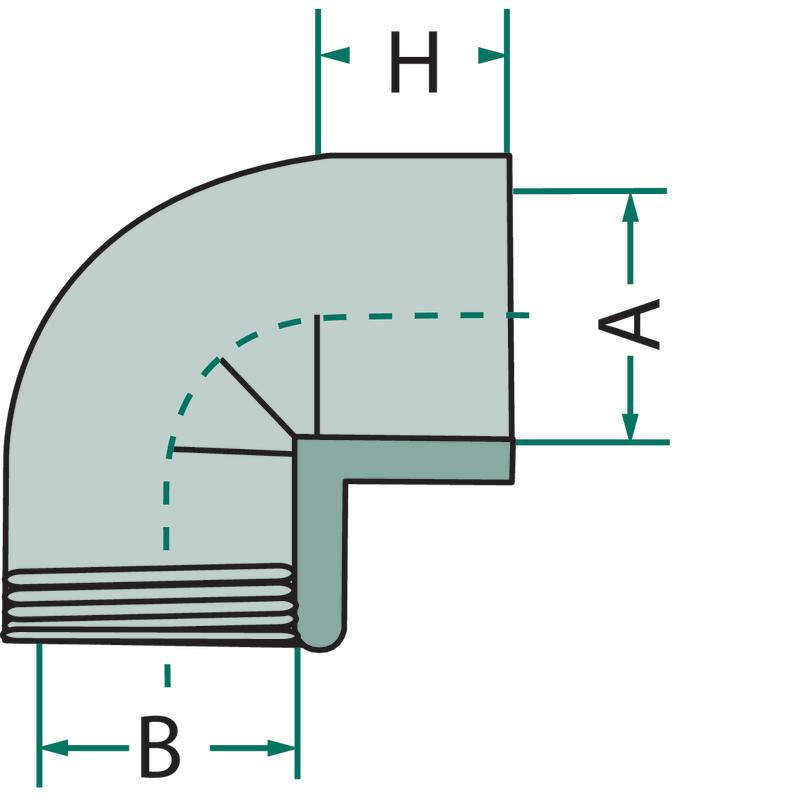 Elbow 90° PVC-U fi 40 40 x 21 x 26 10 bar drip line 0110336