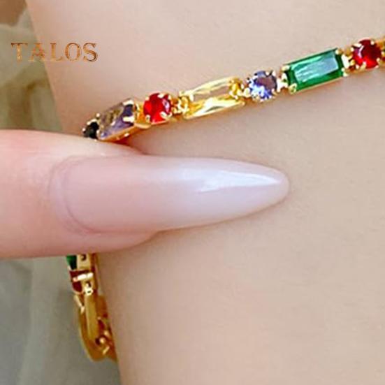 Retro Style Necklace Bracelet Colorful Cubic Zirconia Choker Necklace Women Bracelet Wedding Party Formal Jewelry