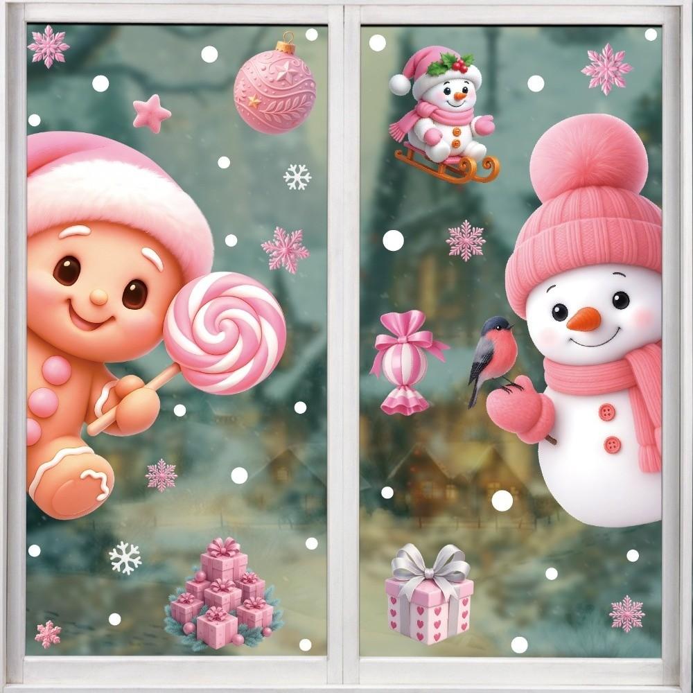Cartoon PVC Window Stickers Snowflake Santa Claus Christmas Stickers Reindeer Glass Windows Decor Glass Sticker Home Decor