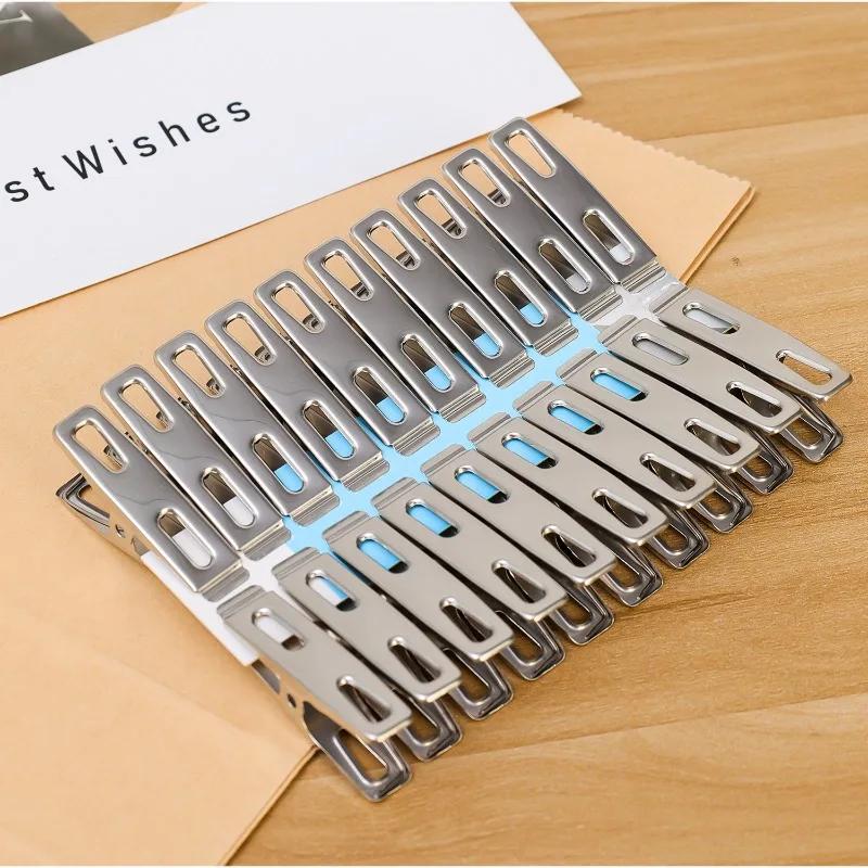 Stainless Steel Clothes Pegs Non-slip Drying Flat Clip Multipurpose Clothes Snacks Bags Sealing Storage Clamps Home Organizer