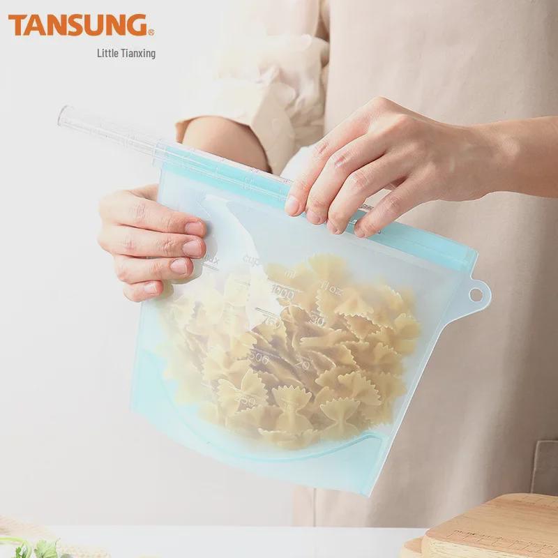 Leakproof Silicone Food Storage Bags - Ready-to-Use Vacuum-Sealed Ziplock for Fresh-Keeping