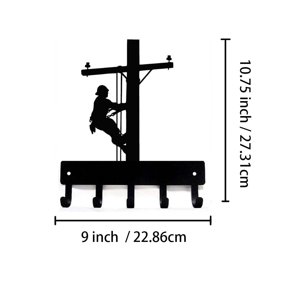 

Настенная вешалка для ключей Lineman Poleman; Крючки для хранения вещей для дома или офиса. Добавьте очарования в свой интерьер с помощью места для хранения ключей.. Привлекательный XXXXL чёрный
