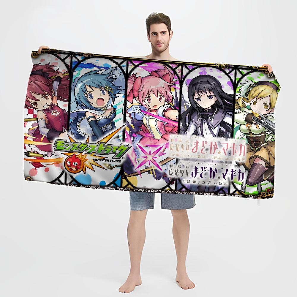 Anime Puella Magi Madoka Magica Beach Towel Cartoon Cute Summer Kids Large Bath Pool Beach Towel Microfiber Absorbent
