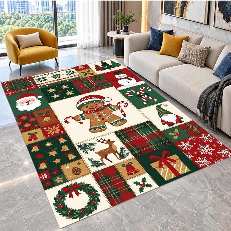 Christmas Theme Floor Carpet, Soft Area Rug, Xmas Indoor Home Holiday Decoration
