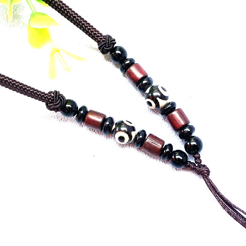 Подвеска-ожерелье из агата Дзи с тремя глазами и нефрита в этническом стиле