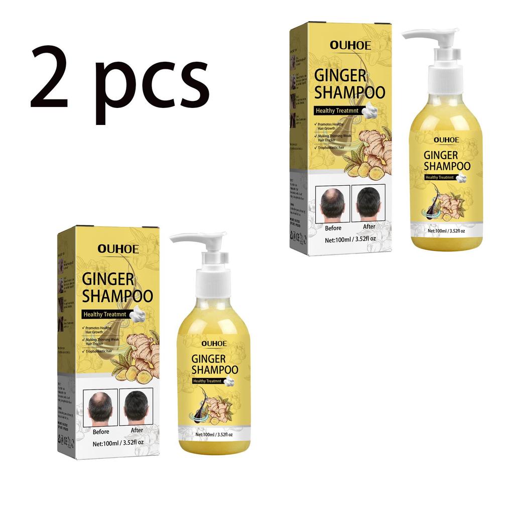 OUHOE Ginger Anti-Hair Loss Shampoo 100ml - Anti-Hair Loss, Strengthens Hair, Removes Dandruff, Controls Oil, and Thickens Hair.
