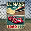 Racing Car Retro Style Metal Decorative Painting for Garage Room Decor