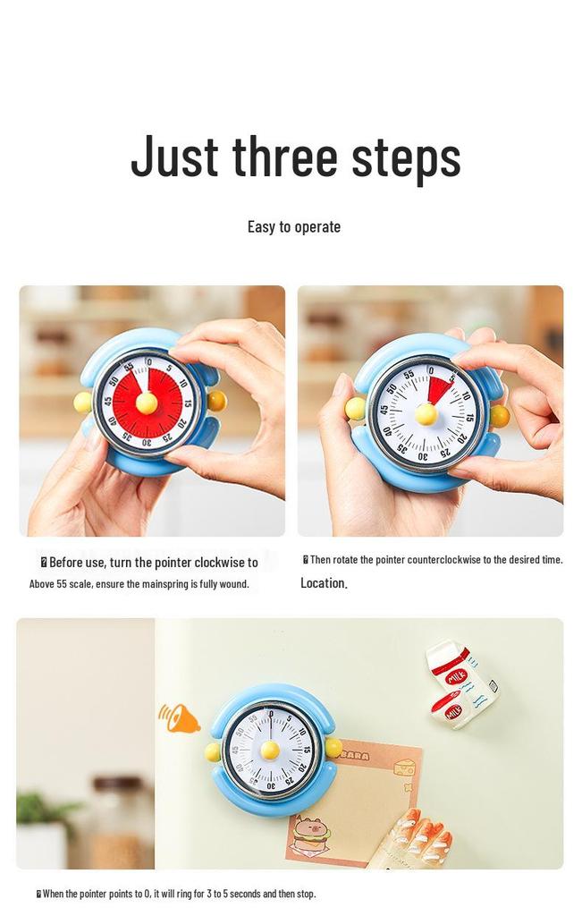 Cute Mechanical Timer for Student Self-Discipline & Visual Time Management