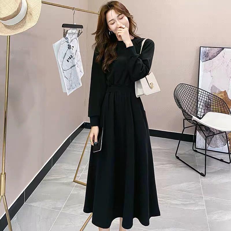 Korean Style Long Sleeve Artistic Slimming Swing Waist Sweater Dress for Women - Autumn/Winter Trend