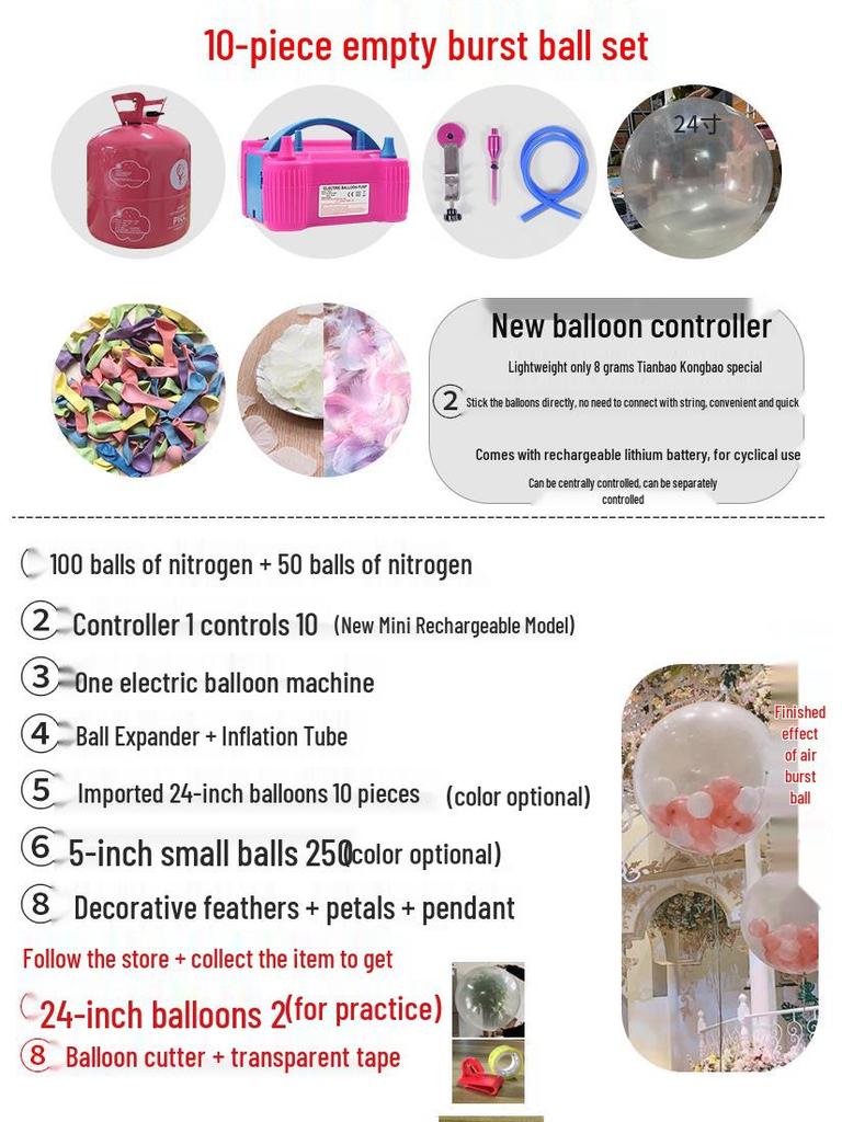 Outdoor Wedding Sky Explosion Balloons Set: Helium Balloons with Complete Assembly Tools for Hotels and Bridal Events