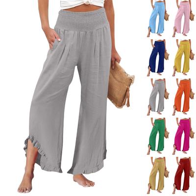 Womens Palazzo Pants Summer Casual Flowy Wide Leg Trousers Beach Travel Vacation Outfits