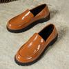 2026 New Woman Black Patent Leather Loafers Non-slip Platform Casual Shoes for Daily Wear