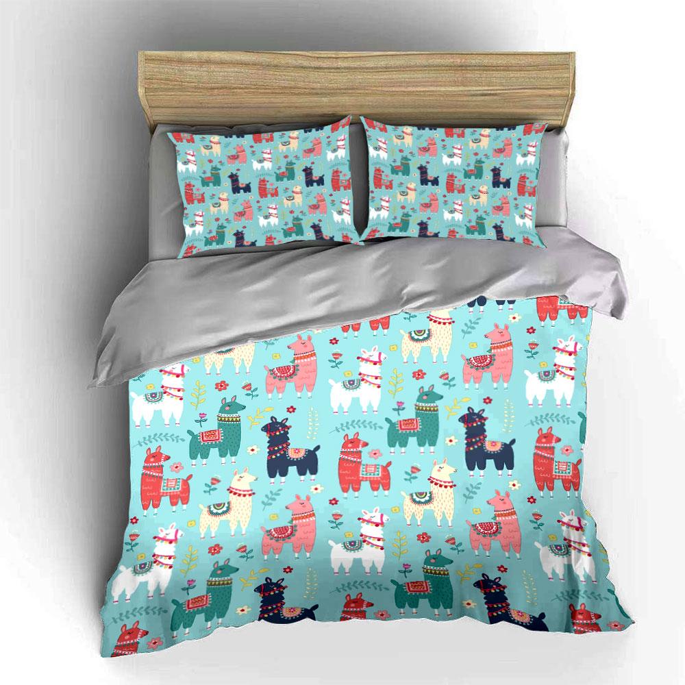 Colorful Llama Pattern Bedding Set Bedding Duvet Cover Set Duvet Cover Pillowcases (1 * Duvet Cover 2 * Pillowcases, without duvet insert)