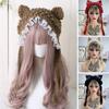 Fashion Cartoon Knitted Cat Ear Hat Ear Protection Casual Crochet Wool Hat Cute With Bow Photo Props Cap Outdoor