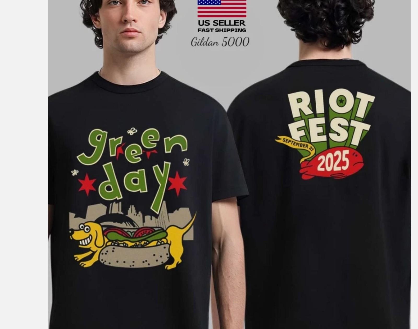 Green Day Riot Fest 2026 Merch Tee In Chicago IL On September 21 2026 T-Shirt XXL