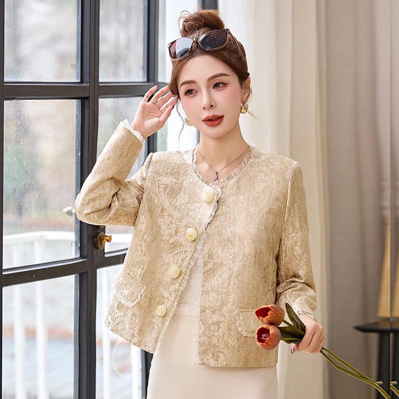 2025 Spring Women's Jacquard Lace Flower Jacket - New Chinese Style