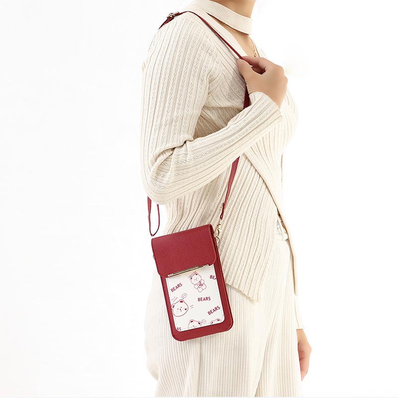 Touch Screen Mobile Phone Bag, Women'S Floral Printed Crossbody Bag, Fashionable Flip Bag