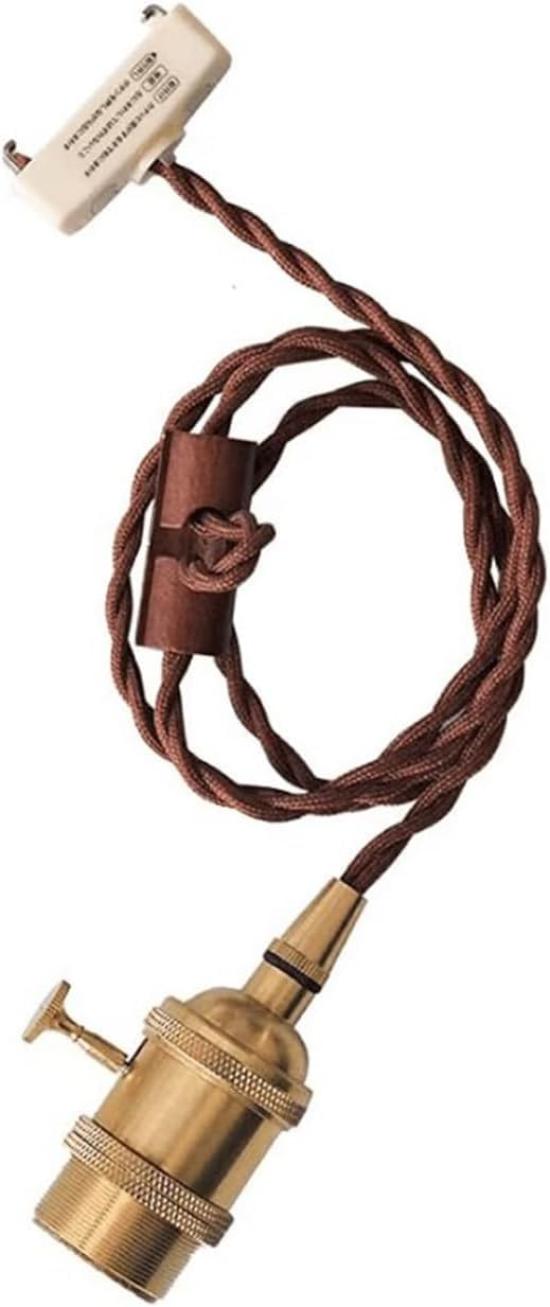 

Okuchodo 1-Light Pendant Light with Brass-Colored E26 Base, LED Compatible, Socket Lighting, Antique Style, Hanging Light, Adjustable Cord, No