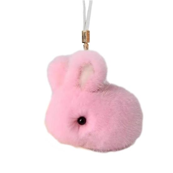 

Yousheng Keychain Imitation Mink Fur Rabbit Charm Key Chain Backpack Car Keys Wallet Lightweight Portable Hanging розовый