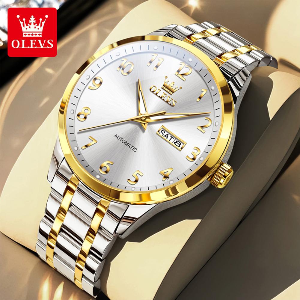 OLEVS 7078 Mens Watch Automatic Mechanical Watch Luxury Brand High Quality Original Stainless Steel Day Date Watches For Man New