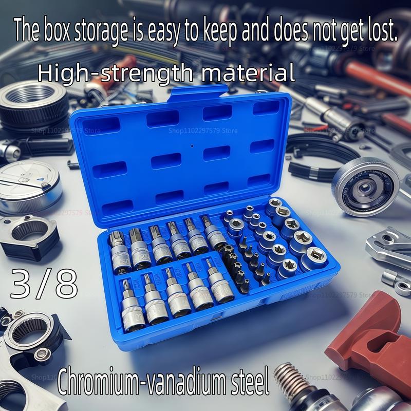 34Pcs Torx Star Sockets & Bit Set E-Security Bits Drive Hand Tools for Automotive Repair, Home DIY, and Professional Use